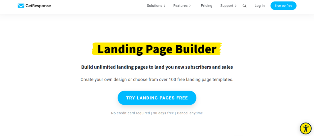 getresponse landing page
